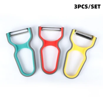 3Pcs Stainless Steel Multi-Function Potato Peeler Fruit Vegetable Chopper Mini Spud…