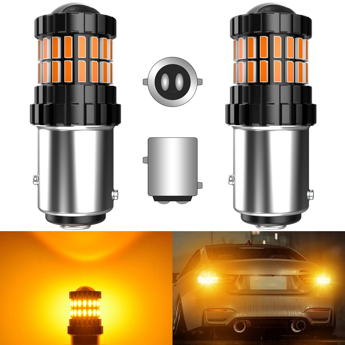 

2Pcs 1157 Canbus Turn Signal Lights Bulb BAY15D P21 5W LED Amber Car Reverse Lamp Daytime Running Light For 2014-2017 Acura RLX