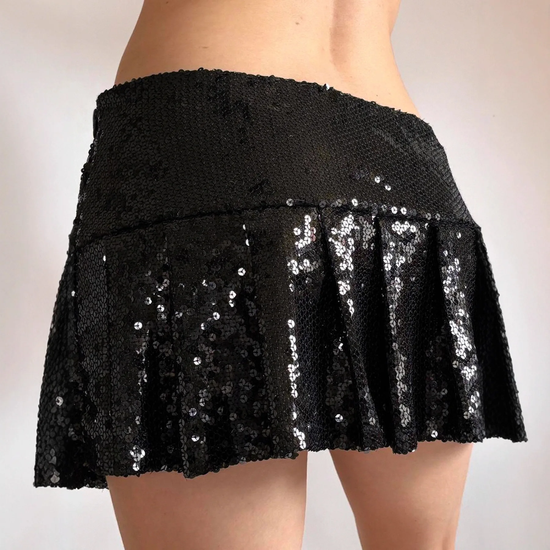 Minifaldas de lentejuelas para mujer, faldas acampanadas con volantes, faldas cortas de club