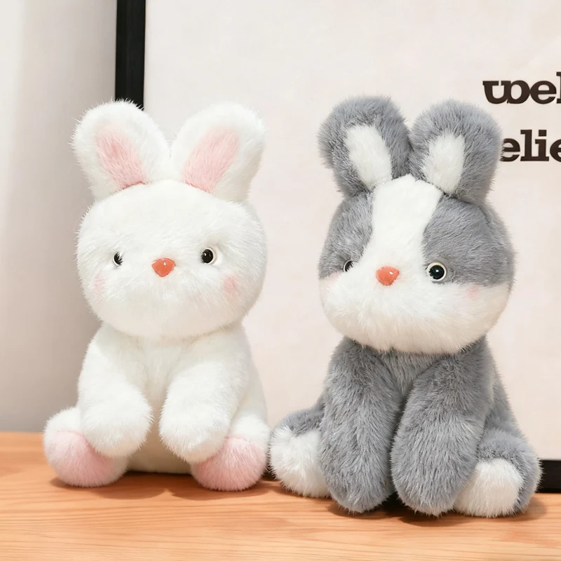 Cute Bunny Plush Toy 23cm Soft Fluffy Rabbit Stuffed Doll Plump Kawaii Bunny Plushies Home Decor Toys Exquisite Birthday Gift