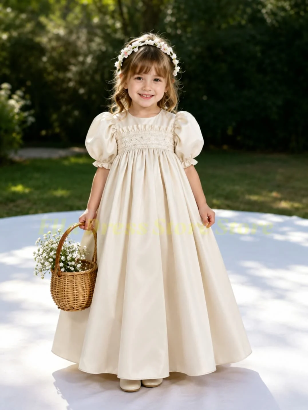 Großhandel Maßgefertigtes Himmelblaues Paillettenkleid für Kleine Mädchen mit Langen Ärmeln, Blumenmädchenkleid für Hochzeiten und Besondere Anlässe – Detail 1
