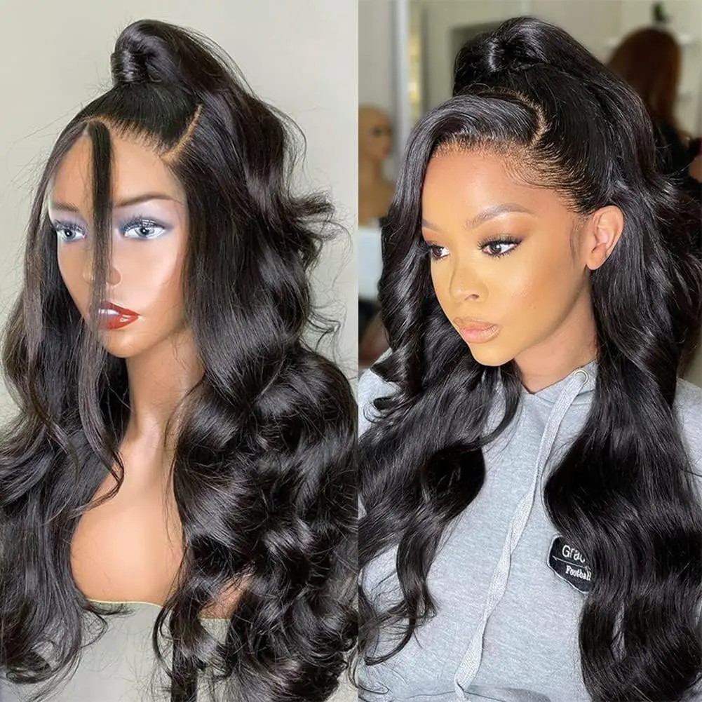 

42Inch 13x4 Body Wave Transparent Lace Front Wigs Human Hair Pre Plucked 250 Density HD Lace Frontal Wigs Baby Hair for Women