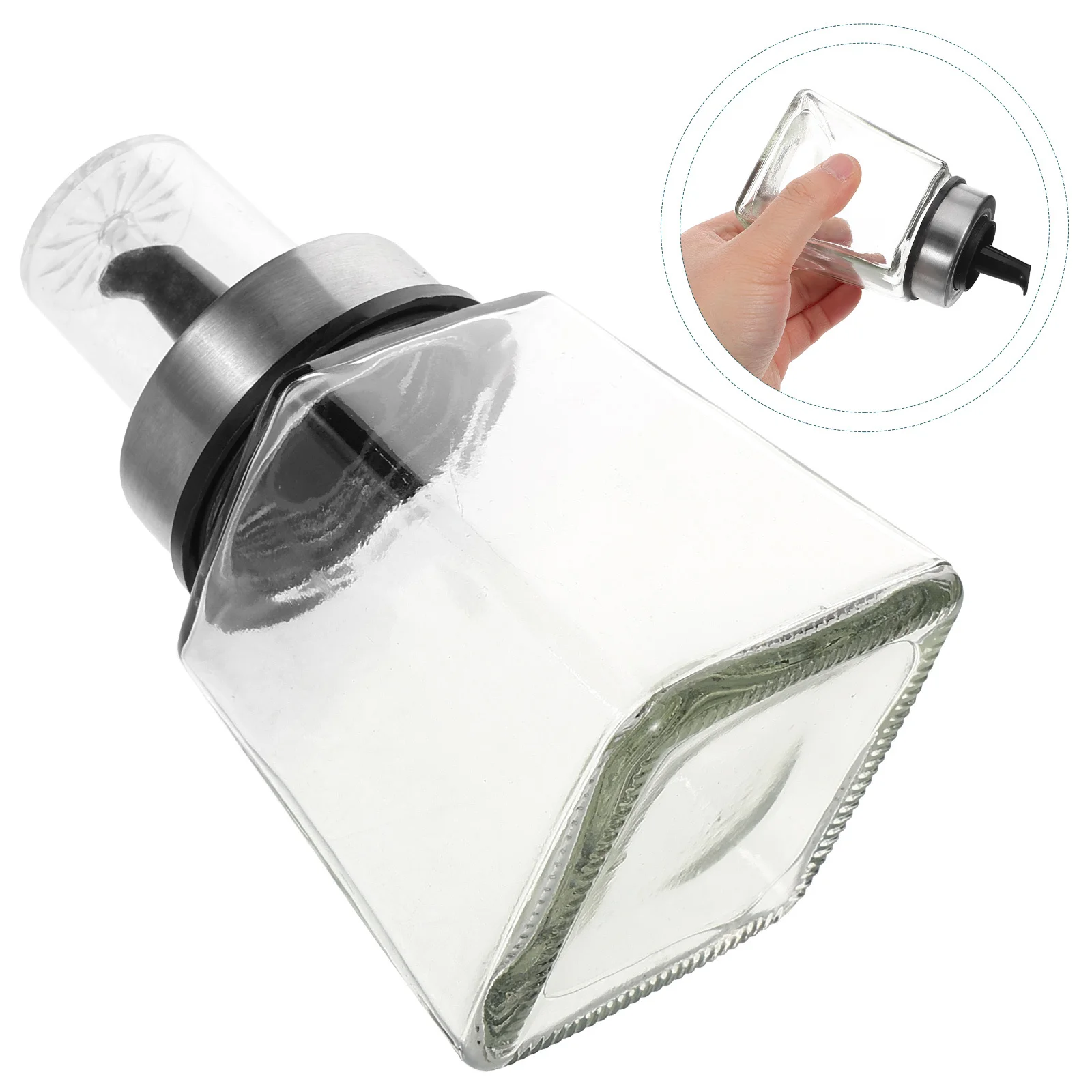 

180Ml Glass Oil Dispenser Clear Bottle for Kitchen Cooking Vinegar Soy Sauce Storage Leak-Proof Spout Container Reusable