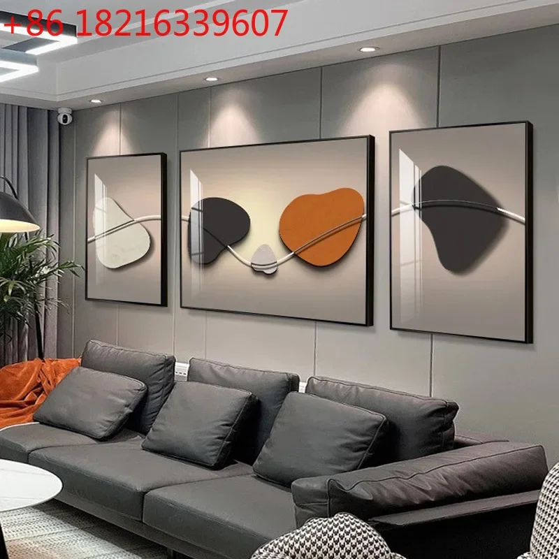 Decorative painting Modern simple sofa background wall mural High-end atmospheric triptych Abstract hanging painting