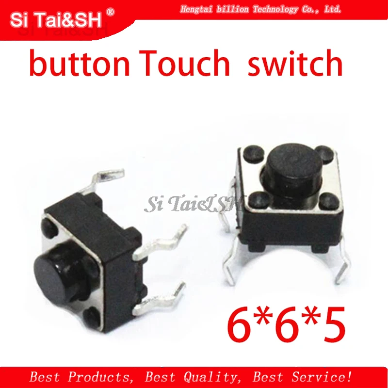 100pcs button Touch  switch 6*6*5 keys button DIP 4pin 6*6*5mm Light touch switch DIP4 /OFF Touch 6x6x5 High quality