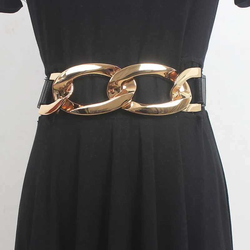 

Женские подиумные модные золотые пряжки, металлические эластичные пояса, женское платье, корсеты, поясные ремни, украшения, широкий пояс