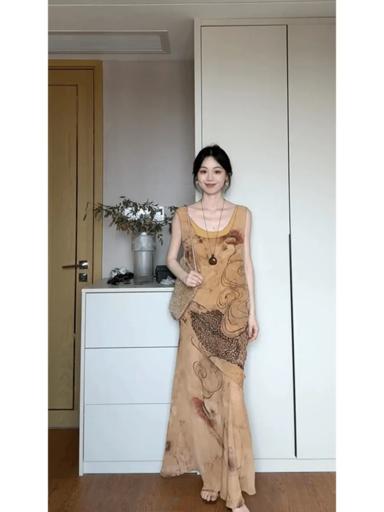 Nowa chińska bluzka damska z kwiatowym wzorem, na ramiączkach, letni hit, stringi, długa bluzka.