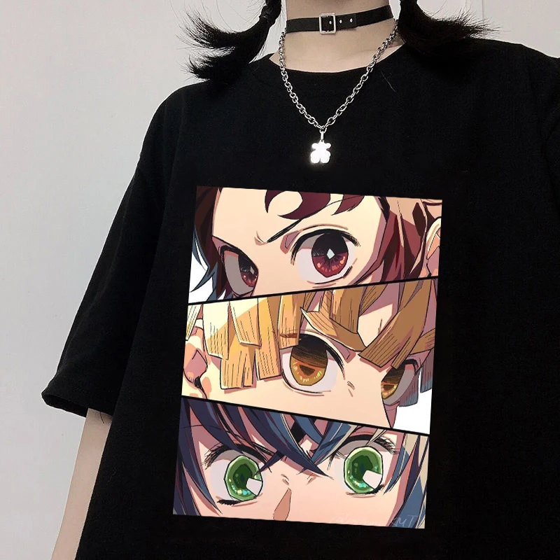 Hot Japanese Anime Demon Slayer Kimetsu No Yaiba T Shirt Harajuku Hip Hop Tshirt Short Sleeve Loose T-shirt Tops y2k clothes