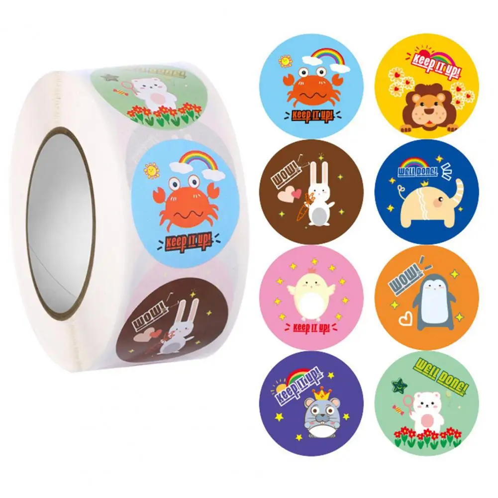 Lightweight 1 Roll Cute Lovely Cartoon Design Sticker Self Adhesive Stickers Waterproof   for Students