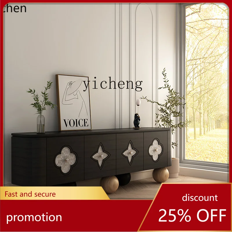YFY  Happy Four-Leaf Clover TV Cabinet/French Solid Wood Floor Cabinet Storage Low Cabinet
