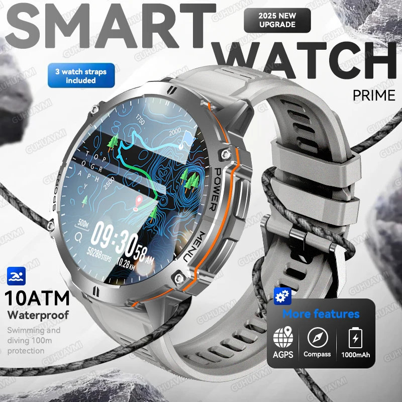 

New Military Outdoor GPS Smart Watch 1000mAh Battery Compass Altimeter 10ATM Waterproof Heart Rate Sports Smart Watch Men Clock