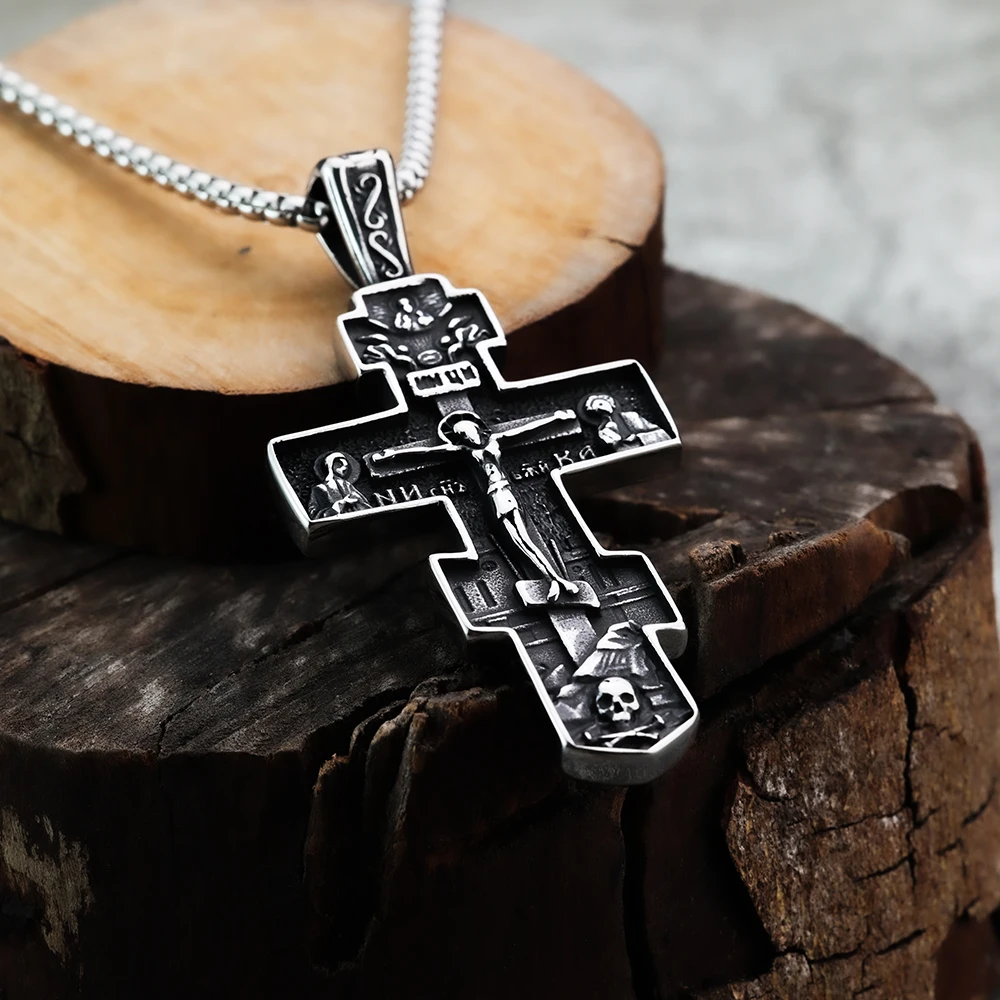 Personalized and Domineering European and American Style Cross Double-sided Fashionable Men's Pendant Stainless Steel Jewelry