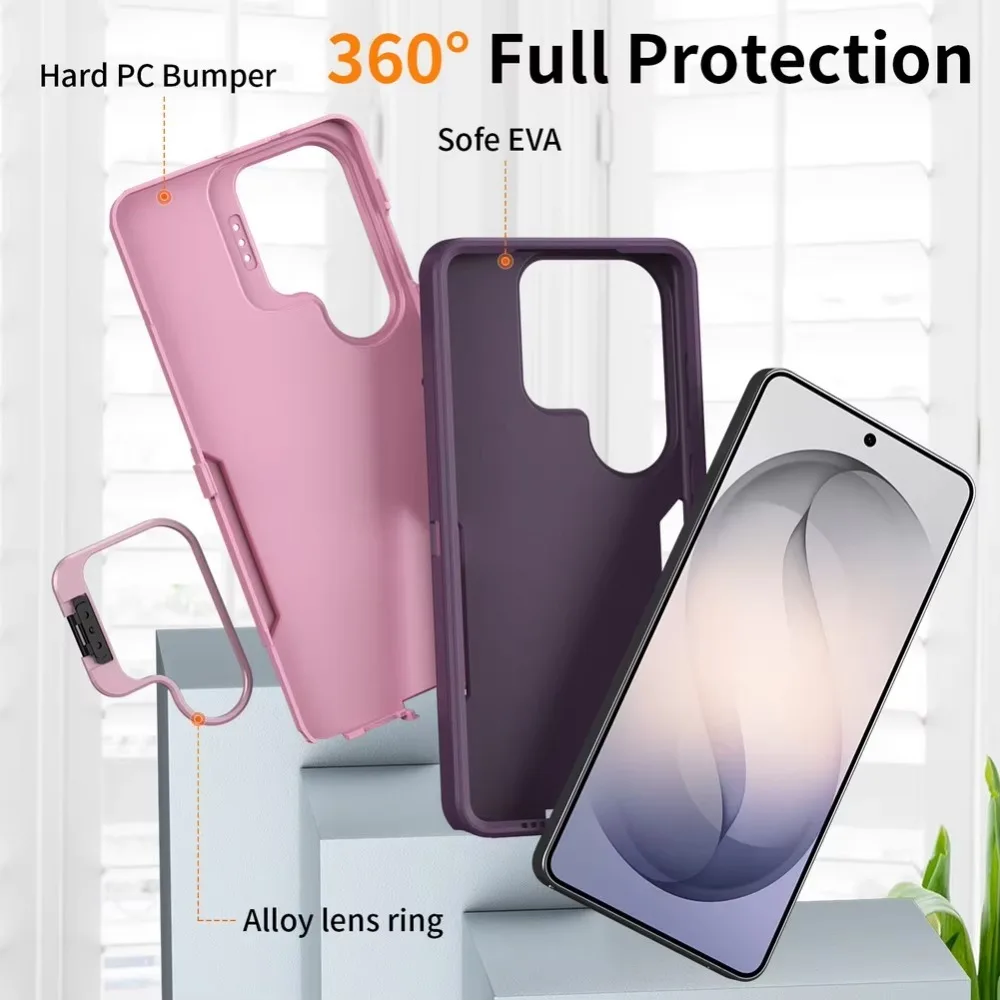 Heavy Duty Protective Case For Samsung Galaxy A07 A06 A17 A16 A26 A37 A36 A56 A57 4G 5G Anti-Scratch Alloy Lens Kickstand Cover