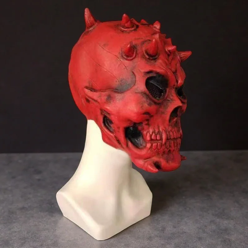 Halloween-Teufelsmaske mit rotem Gesicht, Kostümparty-Requisiten – Detail 5