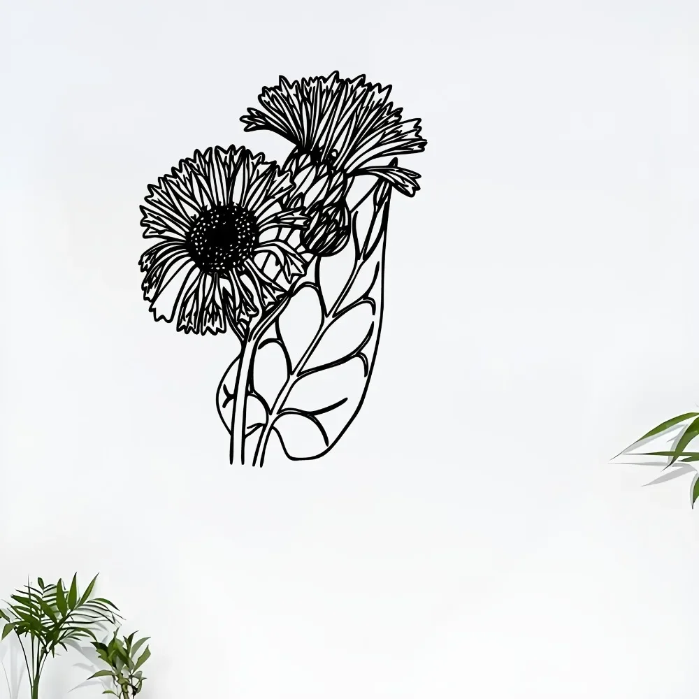 CIFBUY Gaillardia Flower Metal Wall Art Powder Coated Rustproof Botanical Garden Sculpture Elegant Outdoor Home Decor