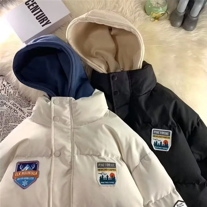 

Мужское зимнее пальто с подкладкой Thiened Fce, простое хлопковое пальто со стойкой, повседневная одежда из полиэфирного волокна