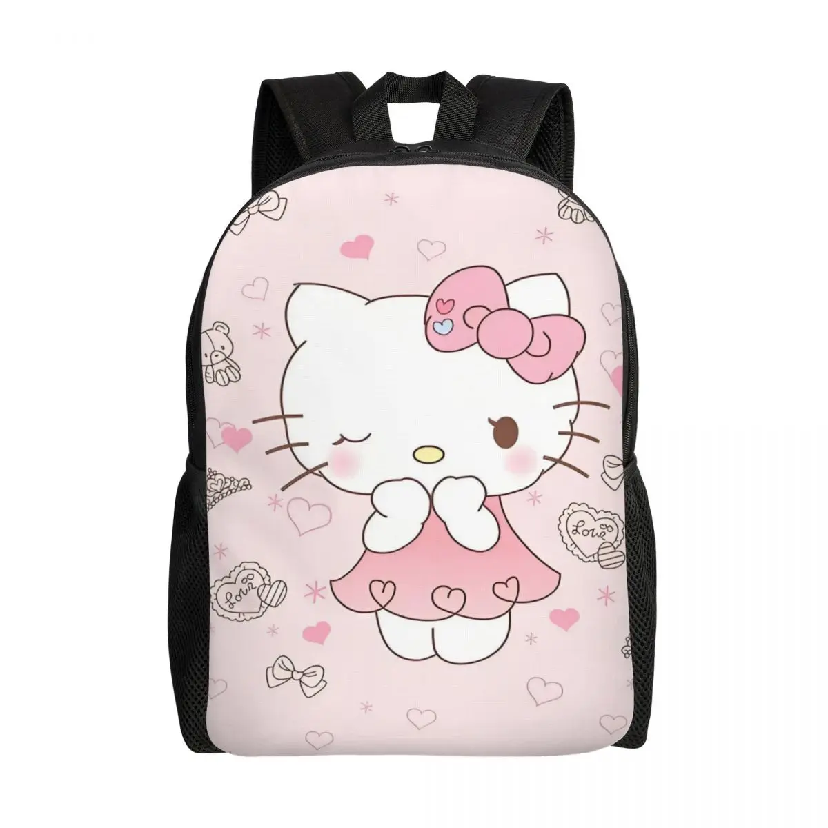 

Рюкзаки Hello Kitty на заказ с 3D принтом для мальчиков и девочек, школьные дорожные сумки в стиле аниме для колледжа, женские и мужские сумки для книг, подходят для 15-дюймового ноутбука