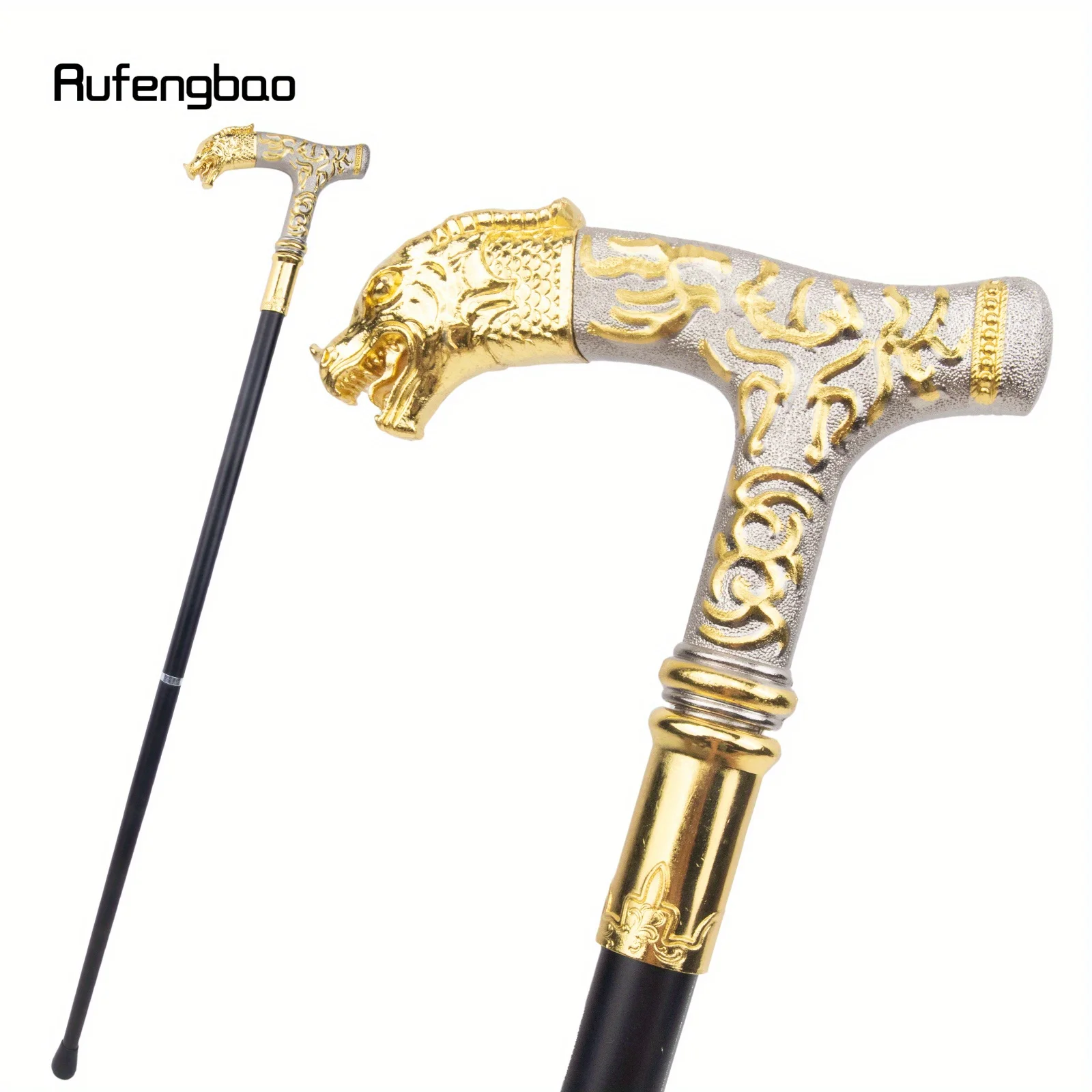 

Golden White Dragon Handle Pattern Walking Stick Party Fashion Elegant Walking Stick Decorative Stage Cane 89cm