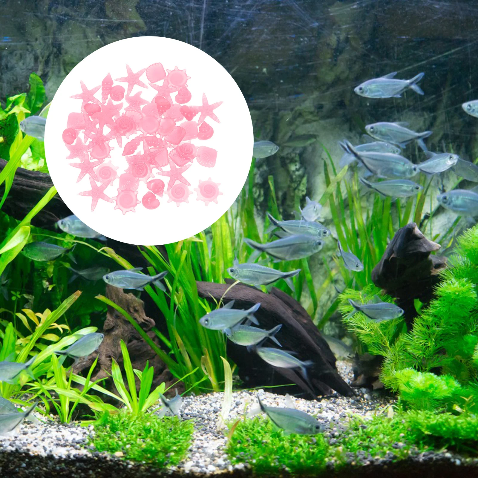 

50 Pcs Glow in the Dark Pebbles Fluorescent Resin Stones for Fish Tank Aquarium Decor Flowerpot Gravel Night Rocks