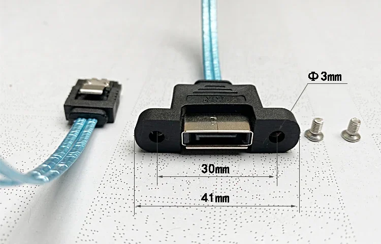 35 ซม.SATA 3.0 ฮาร์ดไดรฟ์ข้อมูลสายเคเบิลชายหญิง SATA3 6Gbps อะแดปเตอร์สกรูหลุมแผง Mount 0.35m