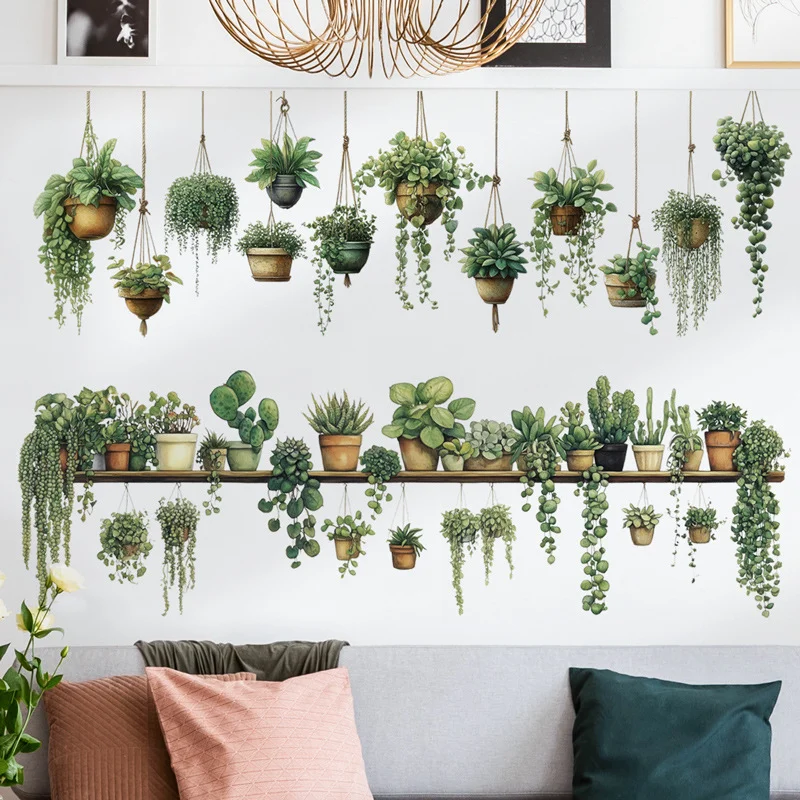 

Garden Wall Sticker For Children Hanging Basket Vine PVC Room Decor Stickers Home Decoration Accessories Self-Adhesive Wallpaper