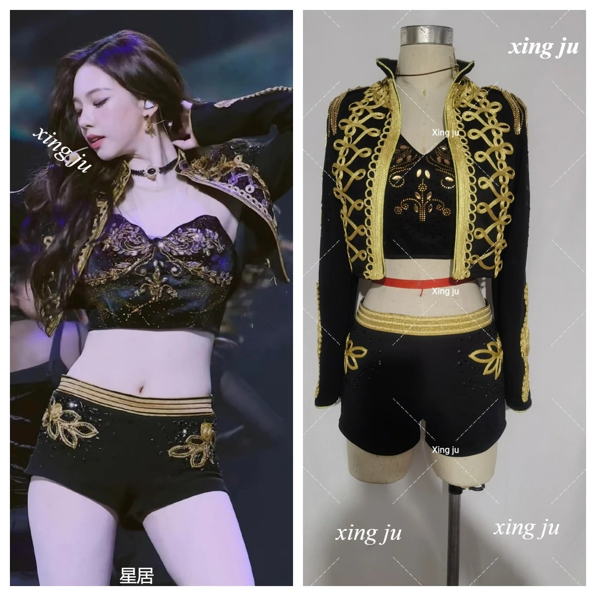 

Women Singer Kpop Outfit Sexy Rhinestones Sling Tops Short Coat Stage Performance Clothes Nightclub Dj Tight Shorts Jazz Costume