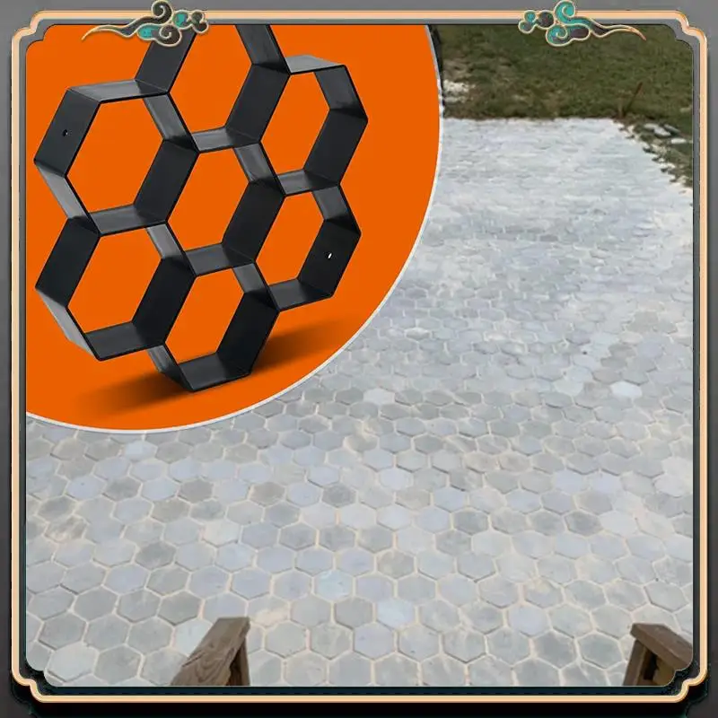 

ASMA-2 Pack Hexagon Pavement Mold, Reusable Walk Path Maker For DIY Garden Concrete Path