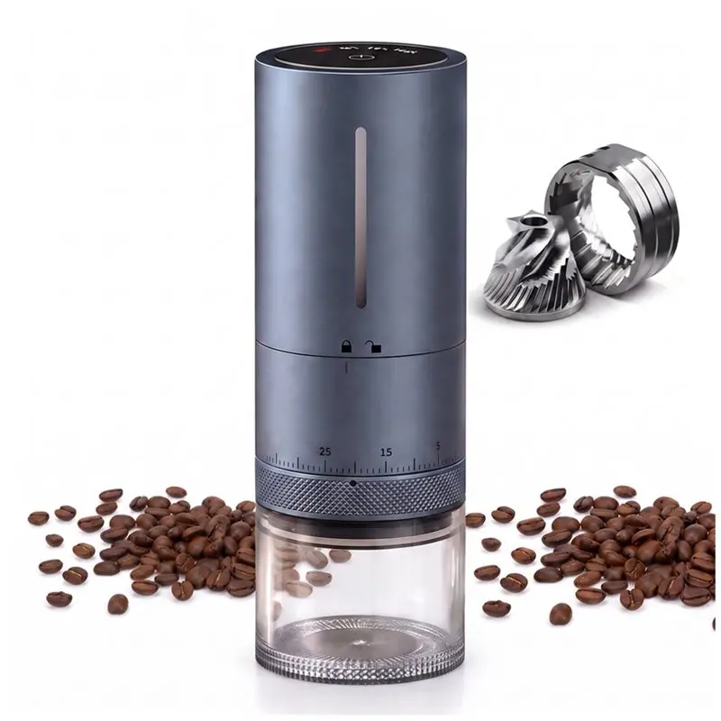 BAAJ-Automatic Stop Grind Coffee Grinder Portable Electric Coffee Grinder USB Rechargeable Stainless Steel Burr Mill