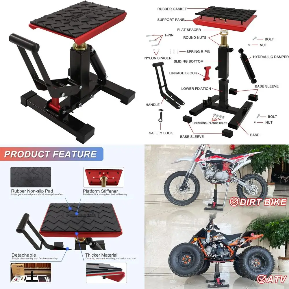 오토바이 스탠드 퀵 잭 유압 스탠드 모터사이클 로우 프로파일 잭 휴대용 알루미늄 1200파운드 용량 피트 바이크 청소용