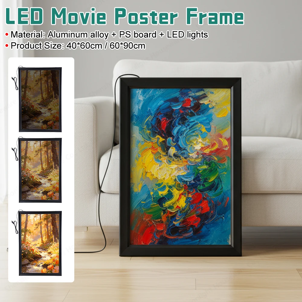 

Рамка для плакатов из алюминиевого сплава со светодиодной подсветкой и диммером, ультратонкий дисплей с задней подсветкой для художественных галерей, розничных магазинов, студий