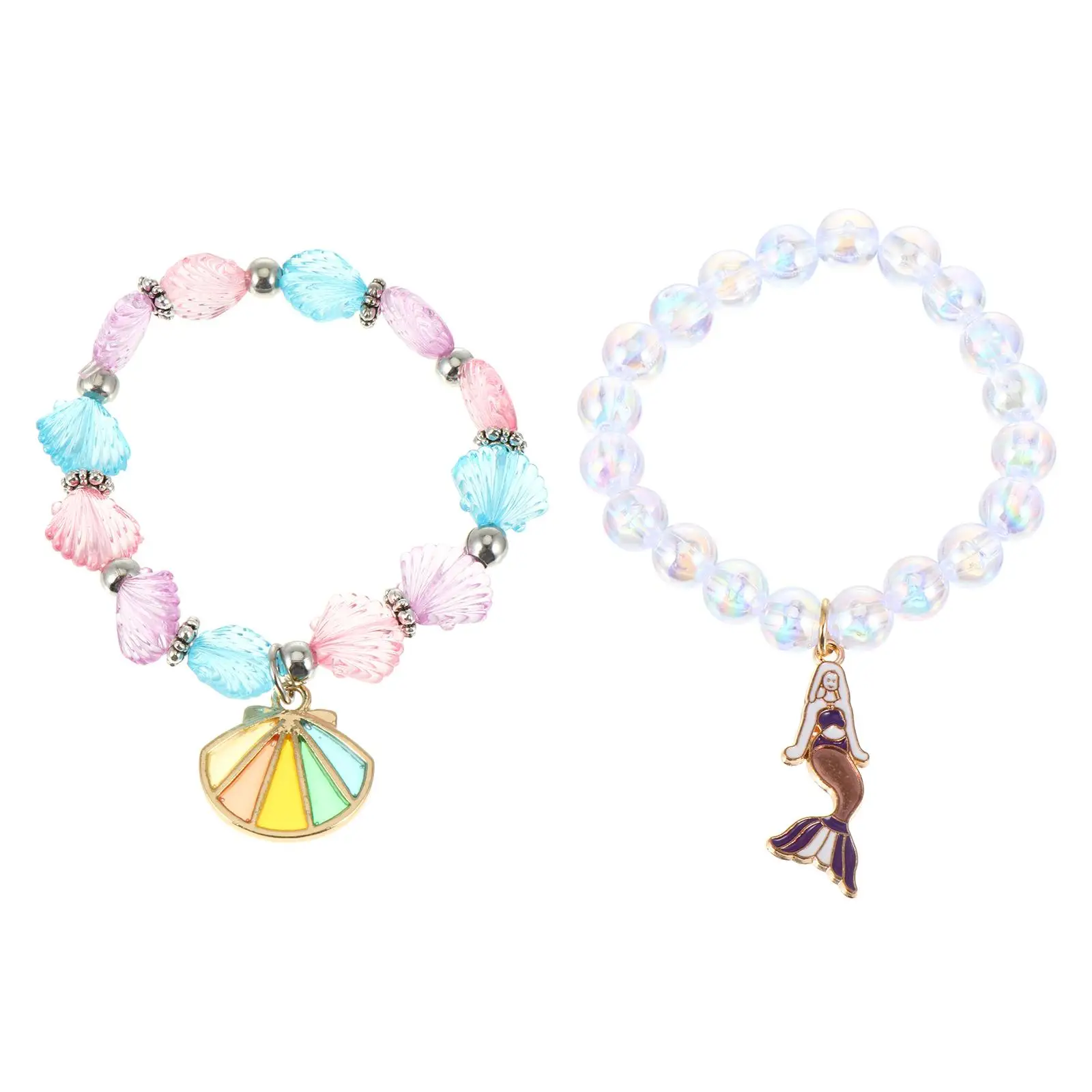2 Pcs Shell Anklet Beaded Bracelet Jewelry for Girls Ocean Acrylic Seashell Wrist Decor Women's Decoration