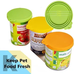 Reusable 3 In 1 Pet Food Can Silicone Cover Dogs Cats Storage Tin Cap Lid Seal Cover Pet Supplies Suitable For 8.5cm/7.5cm/6.5cm