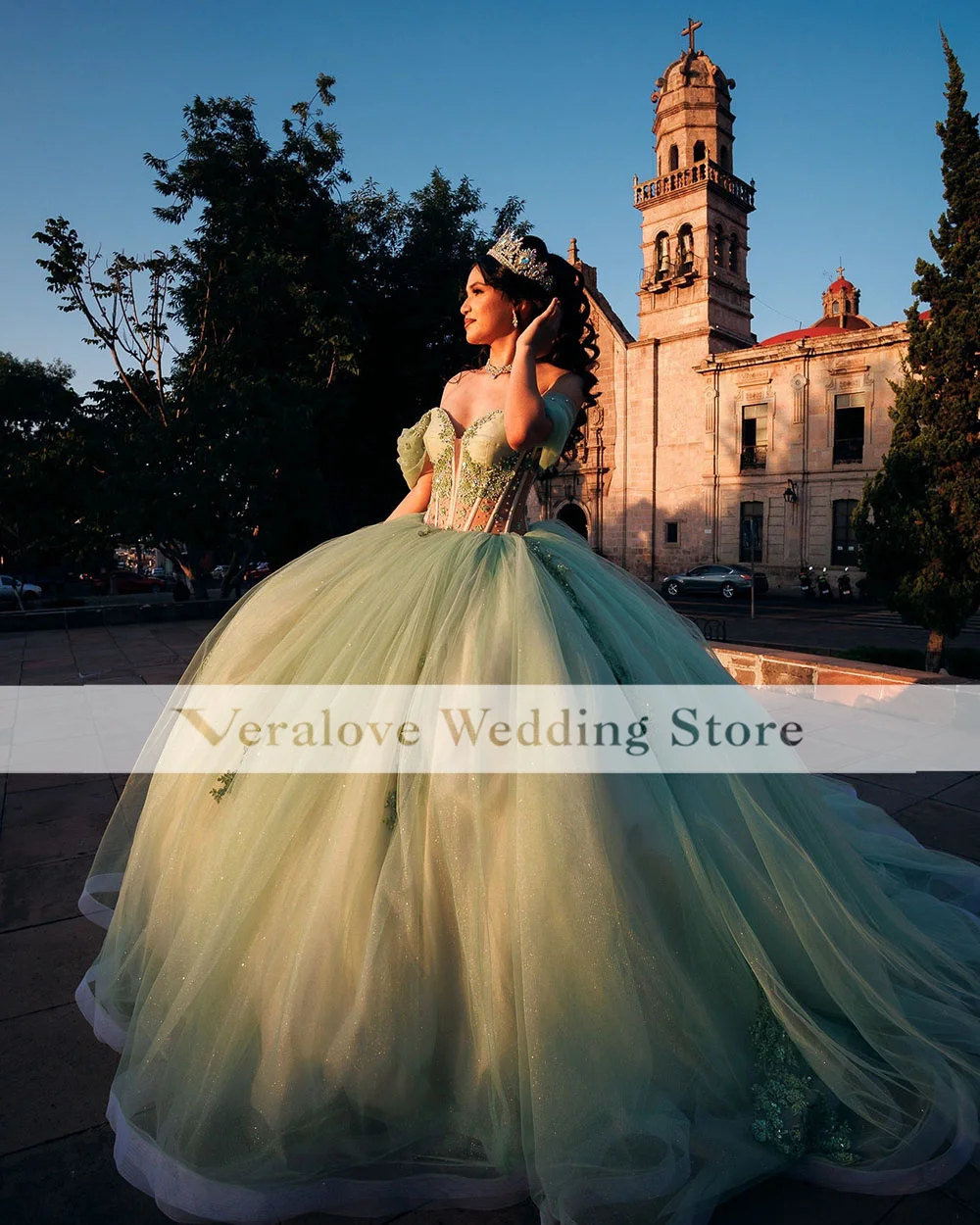 Veralove-vestido De quinceañera con hombros descubiertos para niña, vestido con apliques De cuentas, dulce 16, 15 Años