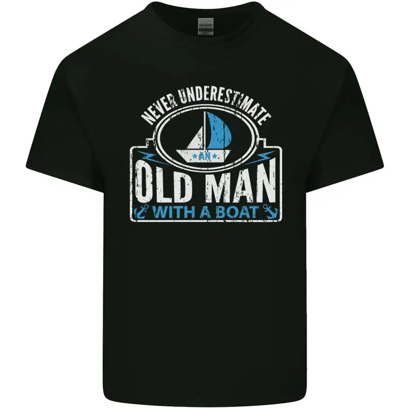 An Old Man With a Boat Sailor Sailing Funny Mens Cotton T-Shirt Tee Top