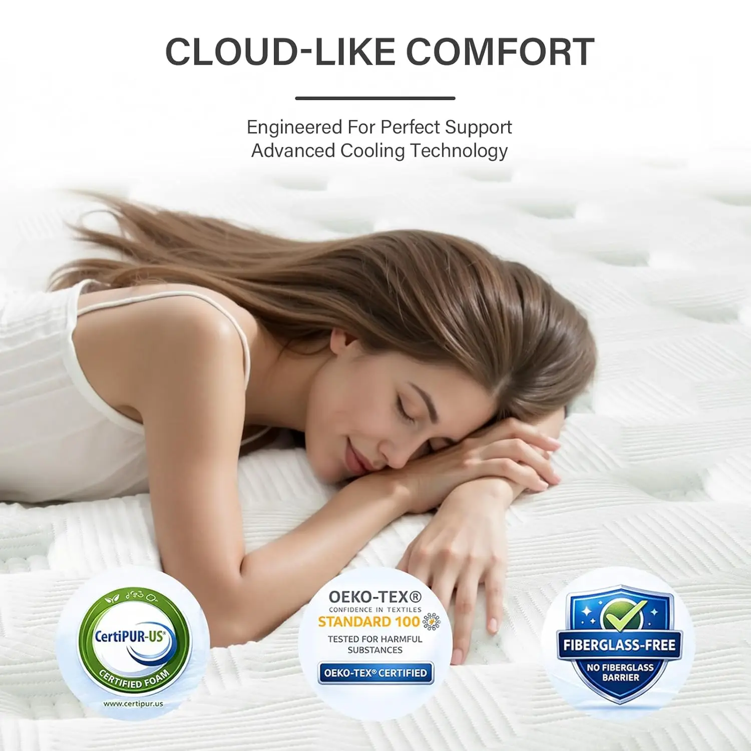 Full Size Mattress 12 Inch Hybrid Mattresses, Medium Firm | 100 Night Trial, CertiPUR-US Certified, Zoned Support,, Customized