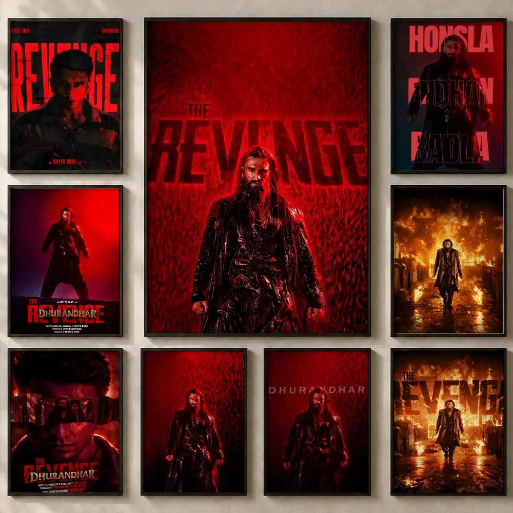 Movie D-Dhurandhar: The RevengeS Poster Art  Self-Adhesive No Glue Residue Wall Sticker for Home Office Nursery