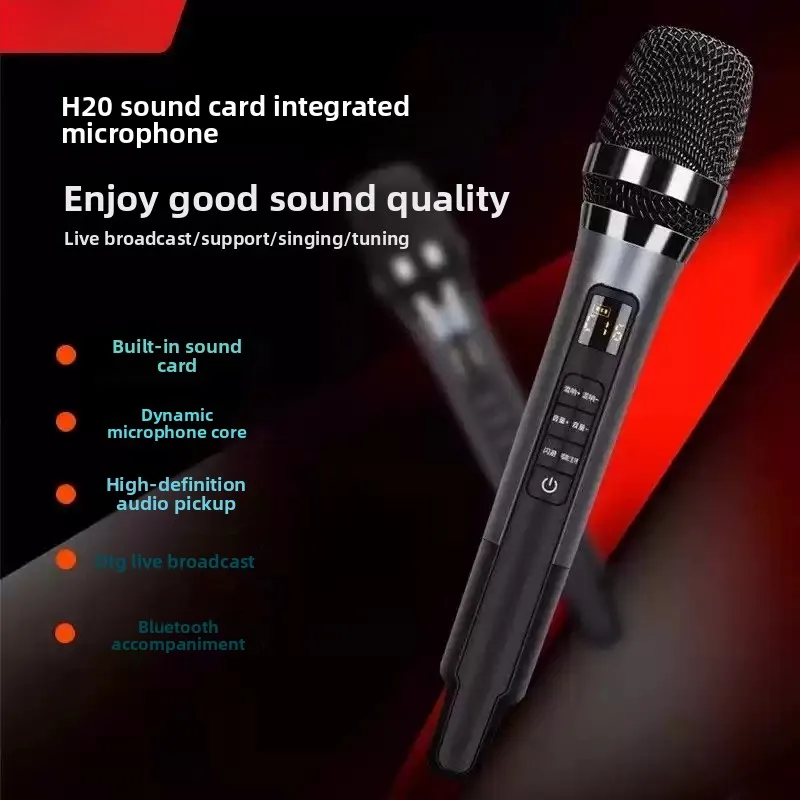 H20 Live Sound Card Microphone All‑In‑One Portable Bluetooth Noise‑Cancellation Mic For Outdoor Karaoke Live Streaming Equipment view 2