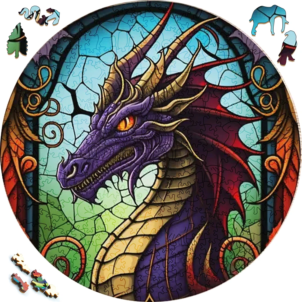 

Wooden Puzzle Mandala Evil Dragon Surprise Toys 3D Wood Jigsaw Puzzles Creative Games Round Shaped Animals Secret Puzzle Boxes