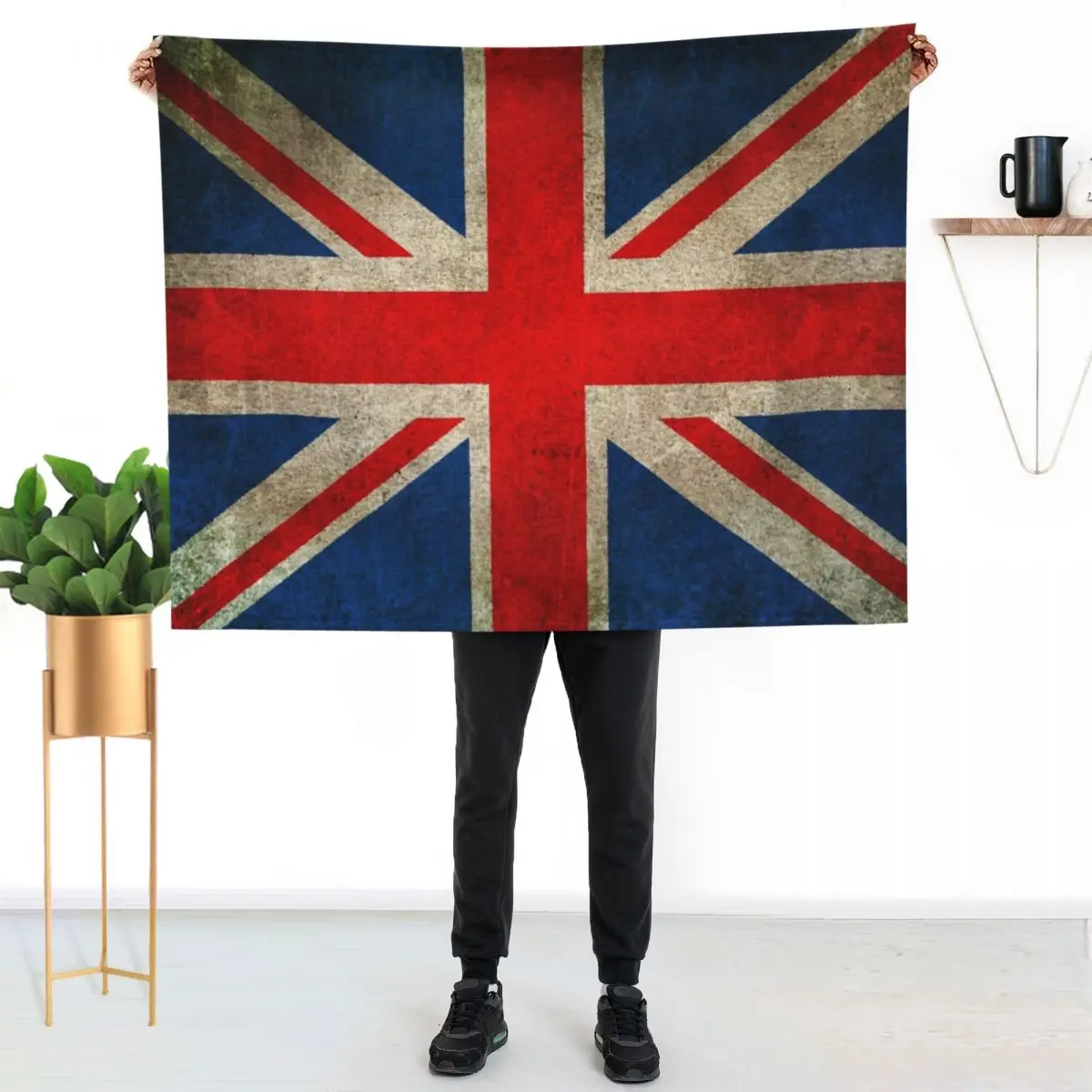 Old and Worn Distressed Vintage Union Jack Flag Throw Blanket Sofa Sleeping Bag Camping blankets ands Hair Blankets