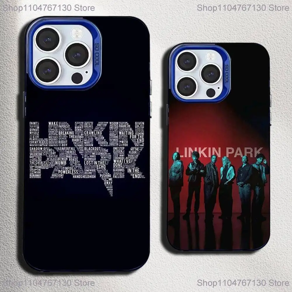 

Rock L-Linkin P-Park Band Phone Case For iPhone 16,15,14,13,12,11,Mini,Pro,SE,MAX Blue Matte Silicone Cover