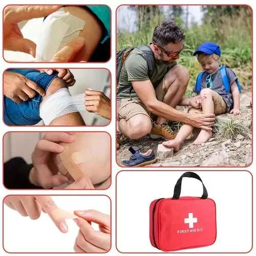 Imagen 2 del producto Kit de bolsa de primeros auxilios médica de emergencia portátil para el hogar, viajes al aire libre, equipo de Camping, medicina de supervivencia