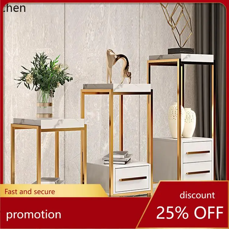 

HXL light luxury marble flower stand stainless steel floor simple multi-layer shelf