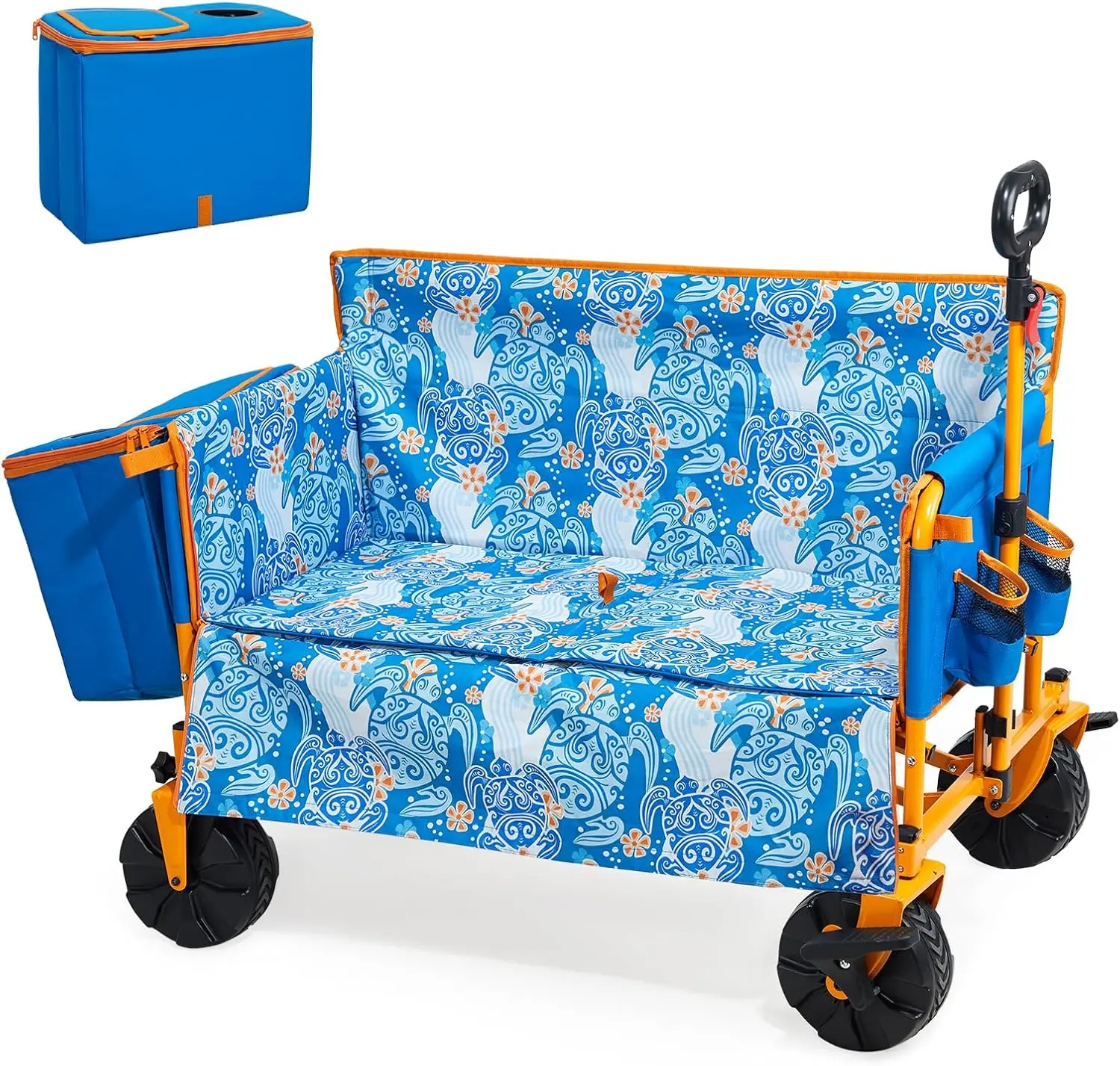 

Тележка Love-Seat на 500 фунтов, скамейка-тележка 3-в-1, сиденье для 2 взрослых и сверхмощная универсальная тележка, съемная сумка-холодильник на 31 л, регулируемая