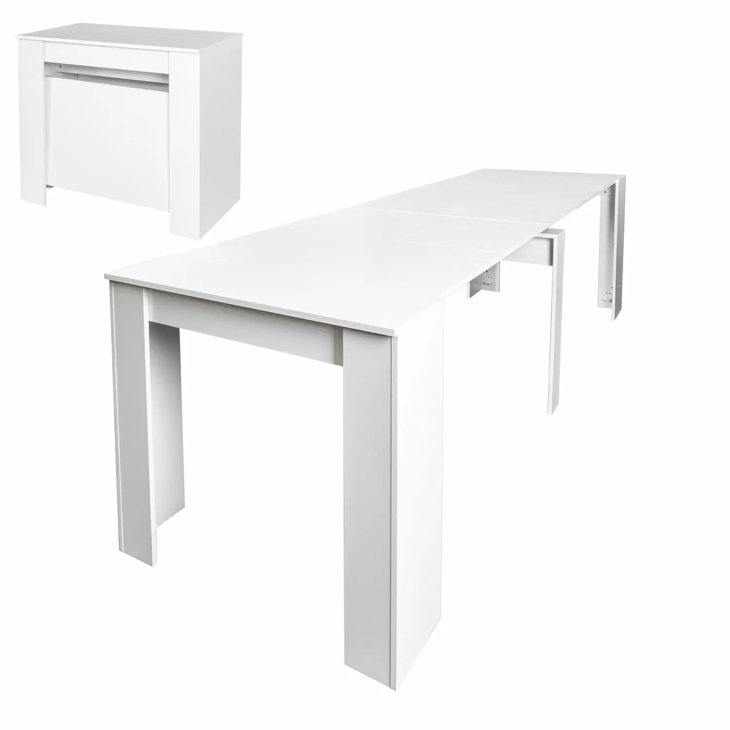 

Extendable Console Table with Extension Leaves, White Dining Room Table, 20''-118'' Expandable Dining Table for Living Room, Spa