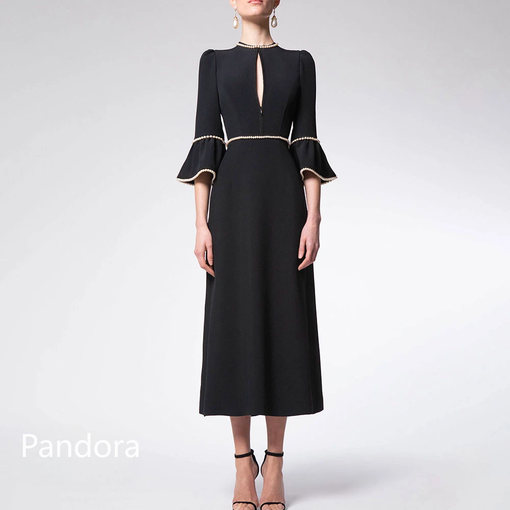 Pandora A-Line O Neckline Prom Dress Long Sleeves With Ankle Length Evening Dress With Women Wedding Party Formal Gowns Arabia