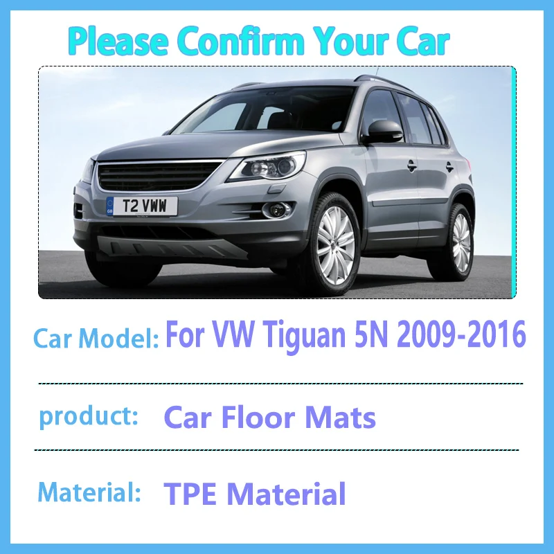 

LHD Car Floor Mat For Volkswagen VW Tiguan 5N Accessories 2009 2010 2011-2016 Cargo Liner TPE Rug Foot Pads Auto Protect Tools