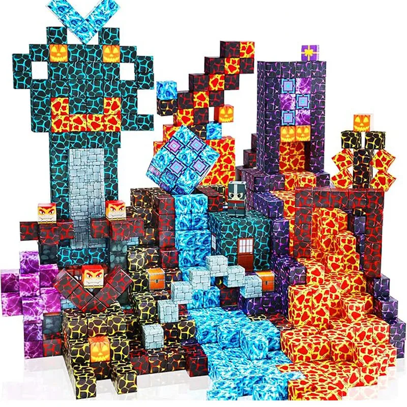 

Магнитные строительные блоки, минеральный железный мир, образовательные сенсорные пиксельные стили, детские игрушки, магнитный куб, подарочные кирпичи, сделай сам, 2 см