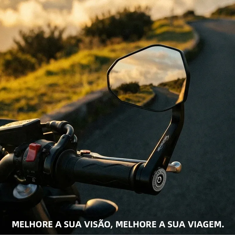 Espelhos retrovisores universais para moto em alumínio CNC, 7/8" 22mm, ponta de guidão, amplo ângulo antirreflexo, visão 2X, junta esférica 304, à prova de ferrugem, sem vibração