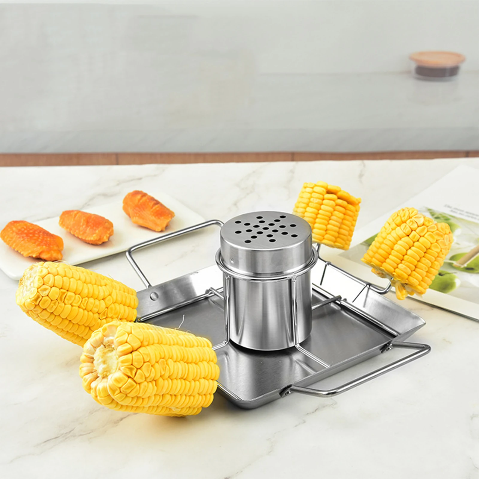 

Stainless Steel Chicken Roaster Portable Outdoor Barbecue Rack Grilled Plate Charcoal Roast Poultry Turkey Duck Goose BBQ