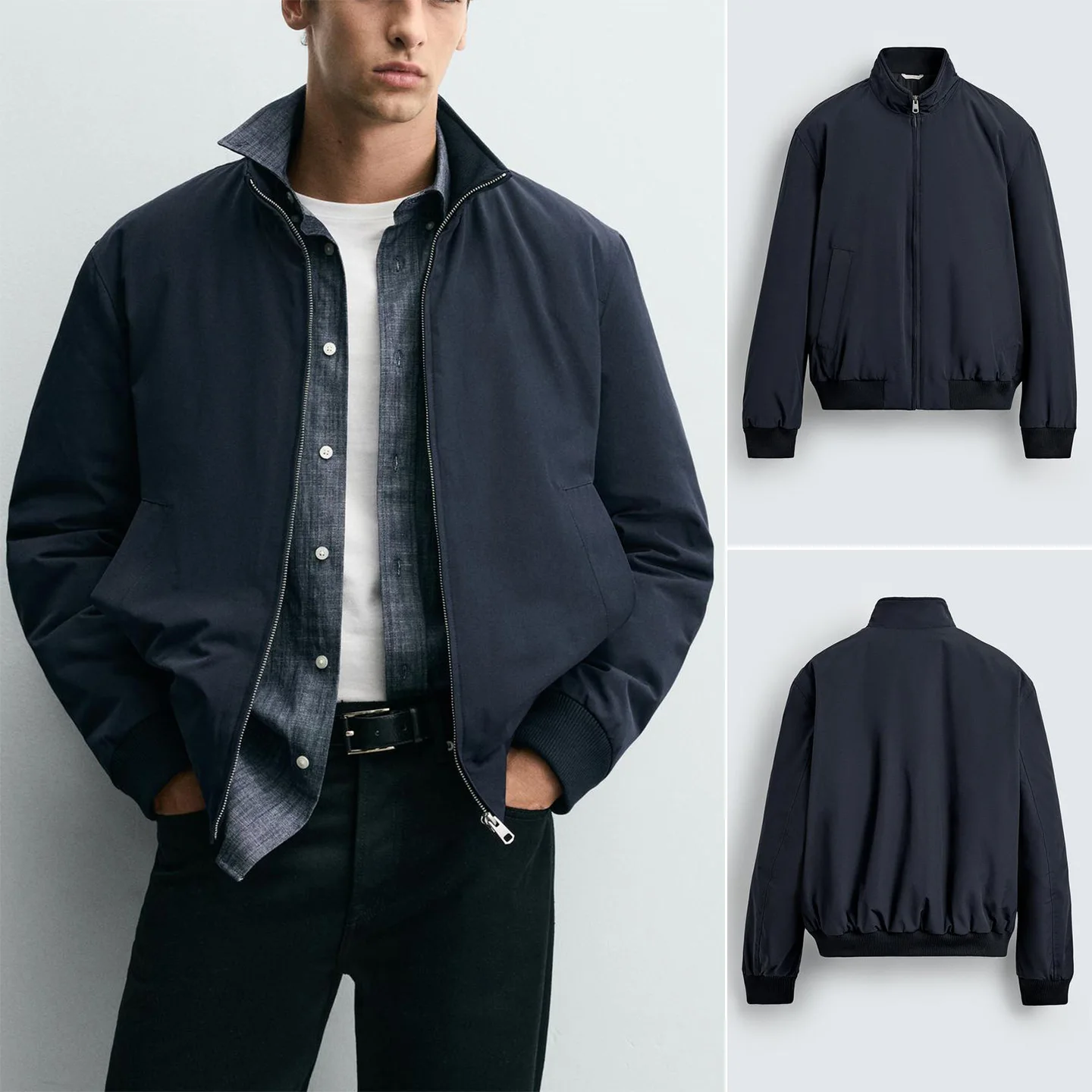 

Tech Fabric Pilot Jaet Zipper Long Sve Stand Collar Мужская осенняя верхняя одежда Stand Fit Pure Color Повседневная одежда Полиэстер ...